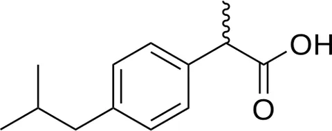 ibuprofen: a synthetic compound used widely as an analgesic and anti-inflammatory drug