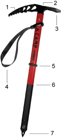 ice axe: an axe used by mountaineers to cut footholds in the ice