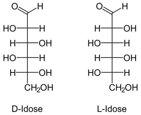 idose: a sugar C₆H₁₂O₆ epimeric with gulose and obtainable along with gulose by synthesis from xylose