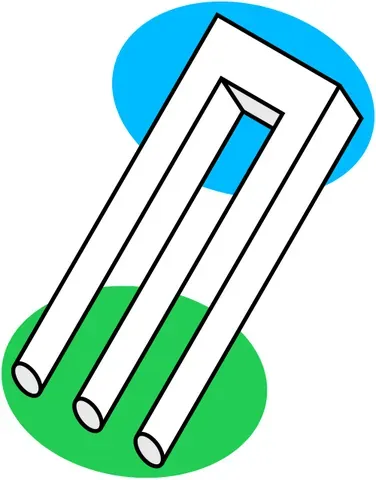 impossible trident: an impossible object resembling a tuning fork with two or three prongs depending on how it is viewed