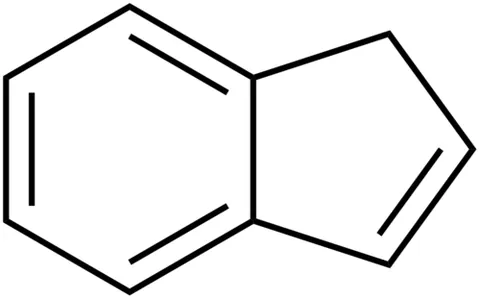 indene: the bicyclic hydrocarbon consisting of a benzene ring fused to one of cyclopentadiene