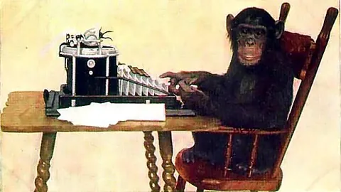 infinite monkey theorem: the proposition that a monkey hitting keys independently and at random on a typewriter keyboard for...