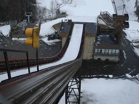 inrun: in ski jumping, a steep portion of the ramp, where skiers gain speed before taking off