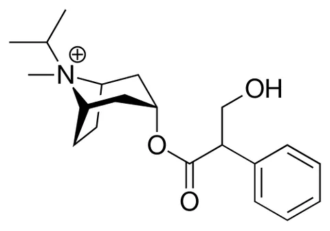 ipratropium: an anticholinergic drug C₂₀H₃₀NO₃⁺ that is used as an inhalational aerosol for bronchodilation...
