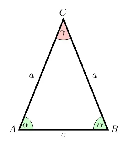 isosceles: having (at least) two sides of equal length, used especially of a triangle or trapezoid