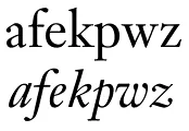 italic: designed to resemble a handwriting style developed in Italy in the 16th century