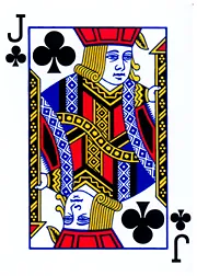 jack of clubs: one of the 52 playing cards in a standard deck