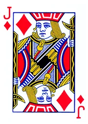 jack of diamonds: one of the 52 playing cards in a standard deck
