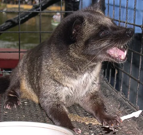 java cat: a viverrid of species Paradoxurus hermaphroditus, musang