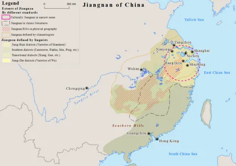 jiangnan: a roughly defined area of China always including the lands south of the lower reaches of the...