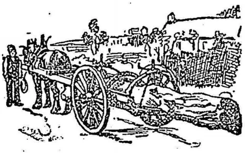 jinker: a high wheeled wagon designed to carry lumber suspended under the body of the vehicle