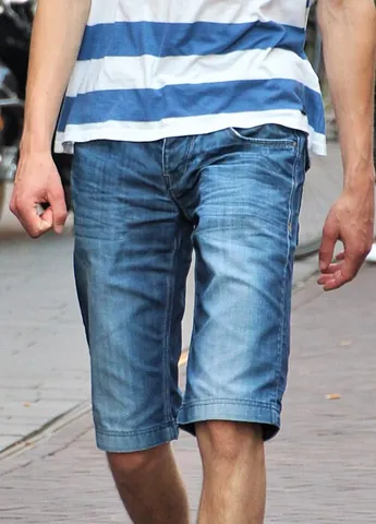 jorts: jean shorts, a pair of shorts made from denim (especially, mid-thigh or knee-length)