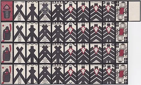 kabufuda: small, rigid Japanese playing cards, a single deck consisting of 40 cards with values ranging from...