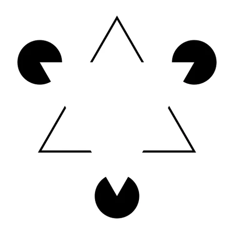 kanizsa triangle: an optical illusion in which a number of spatially separated fragments give the illusory impression...