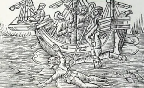 keelhaul: to punish by dragging under the keel of a ship with the intent of causing painful injuries
