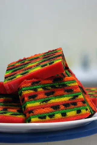 kek lapis: a layered cake, traditionally served in Sarawak, Malaysia on special occasions