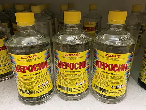 kerosene: a thin, often colorless or blue or straw-colored petroleum-based fuel, heavier than gasoline/petrol...