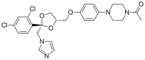 ketoconazole: a synthetic broad-spectrum antifungal agent C₂₆H₂₈Cl₂N₄O₄ used to treat chronic internal and...