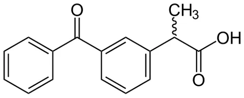 ketoprofen: a nonsteroidal anti-inflammatory drug C₁₆H₁₄O₃, derived from propionic acid, that has analgesic and...