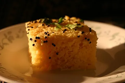 khaman: an Indian food, visually similar to cake and compositionally similar to dhokla, made from a batter...