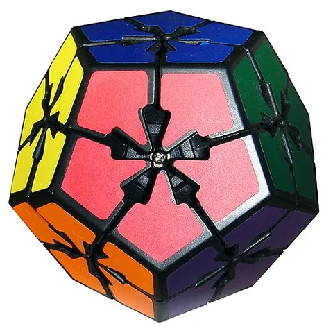 kilominx: a twisty puzzle in the shape of a dodecahedron that consists entirely of corner and center pieces;...