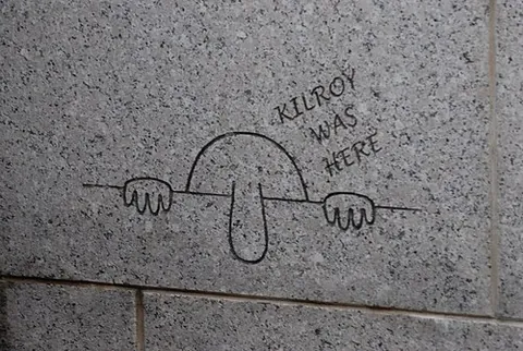 kilroy was here: inserted in the manner of graffiti in many remote and difficult-to-access locations to mark the...
