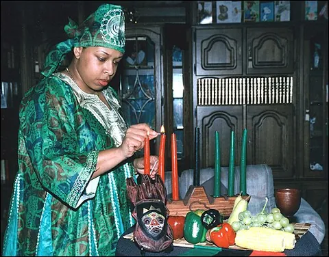 kinara: a candle holder used in Kwanzaa celebrations