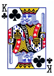 king of clubs: one of the 52 playing cards in a standard deck