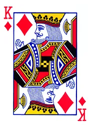 king of diamonds: one of the 52 playing cards in a standard deck