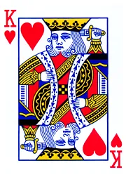 king of hearts: one of the 52 playing cards in a standard deck