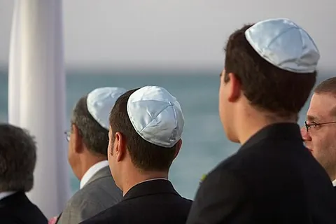 kippah: the cloth skullcap or yarmulke traditionally worn by male Jews