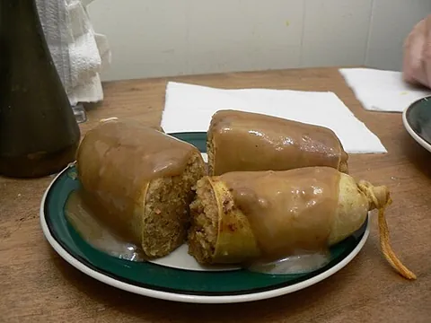 kishke: a dish made from stuffed intestine