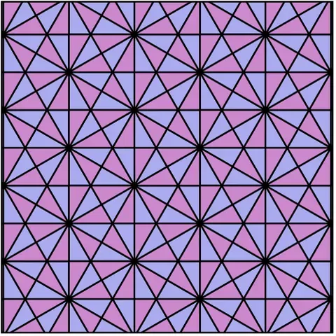 kisrhombille: a uniform tiling of rhombic faces divided by central points into four triangles