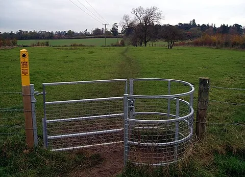 kissing gate: a small gate, used instead of a stile at the boundary of a field, that swings in a U- or V-shaped...