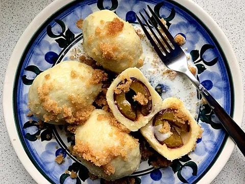 knedle: boiled ball- or oval-shaped dumplings with a filling, with the dough either being potato-based or...