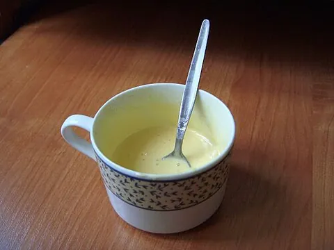 kogel mogel: an egg-based homemade dessert made from egg yolks, sugar, and flavourings such as honey, vanilla,...