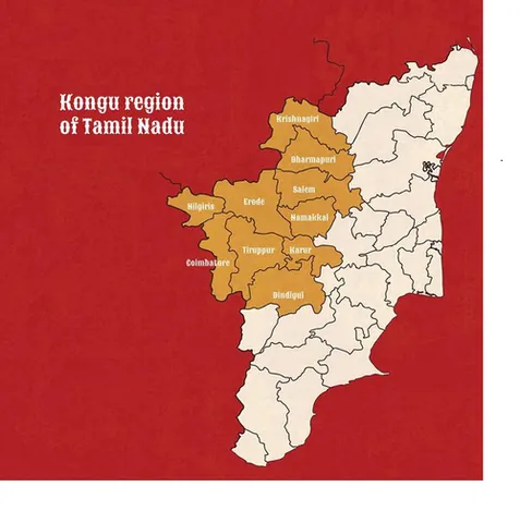 kongu nadu: the region comprising the western districts of Tamil Nadu, India
