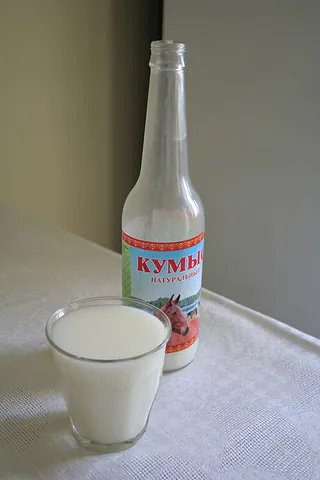 koumiss: a fermented drink made from mare's milk, common among peoples of the Central Asian steppes