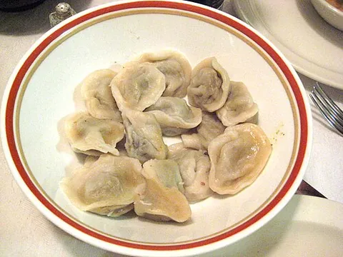 kreplach: small dumplings of Eastern European origin, filled with meat or cheese and served usually in soup