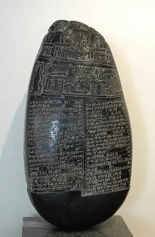 kudurru: a boundary stone used by the Kassites in ancient Babylonia, bearing a written record of the...