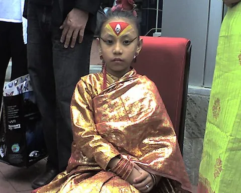 kumari: a living goddess; a prepubescent girl worshipped as a manifestation of divine female energy
