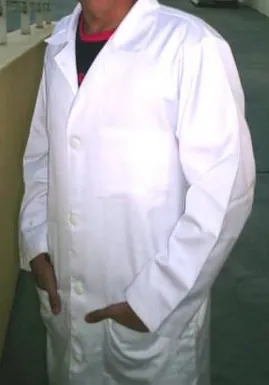 lab coat: a white coat worn by laboratory workers to protect day clothes from damage by spillage etc