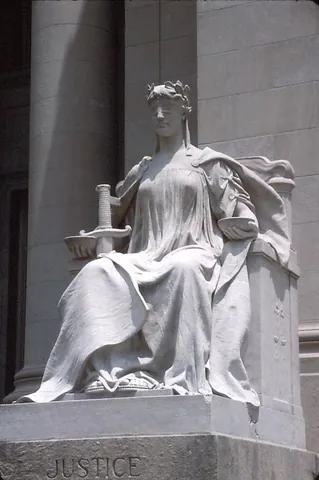 lady justice: in a mythological personification, justice symbolized as a blindfolded young lady, similar to Lady...