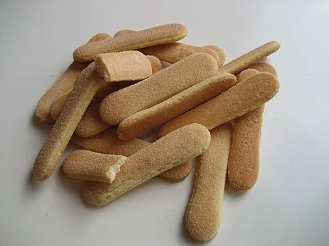 ladyfinger: a low-density, dry, egg-based, sweet sponge cake biscuit roughly shaped like a large finger