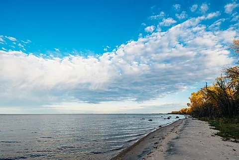 lake of the woods: a large lake in Ontario, Manitoba and Minnesota on the Canada-US border