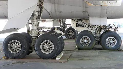 landing gear: the wheels, tyres, brakes, shock absorbers etc of an aircraft