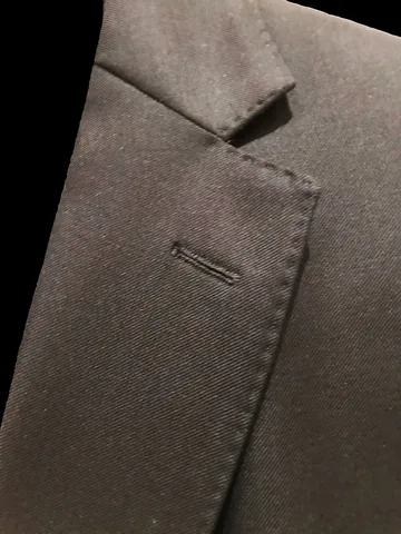 lapel: each of the two triangular pieces of cloth on the front of a jacket or coat that are folded back...