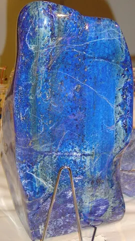 lapis lazuli: a deep blue stone, used in making jewelry, and traditionally used to make the pigment ultramarine