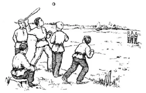 lapta: a Russian bat and ball game first known to be played in the 14th century