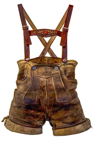 lederhosen: a pair of knee-breeches made of leather, typical of Bavaria and Austria